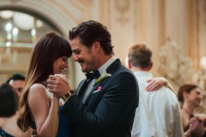 Dakota Johnson and Pedro Pascal in Celine Song's romantic comedy film, Materialists