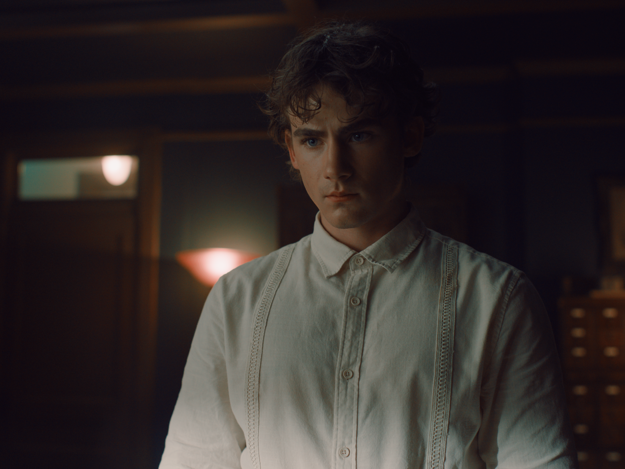 Brady Hepner as Max van Helsing in Natasha Kermani's Shudder horror film adaptation, Abraham's Boys A Dracula Story