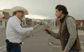 Joaquin Phoenix and Pedro Pascal in in Ari Aster's neo-Western dark comedy drama A24 film, Eddington