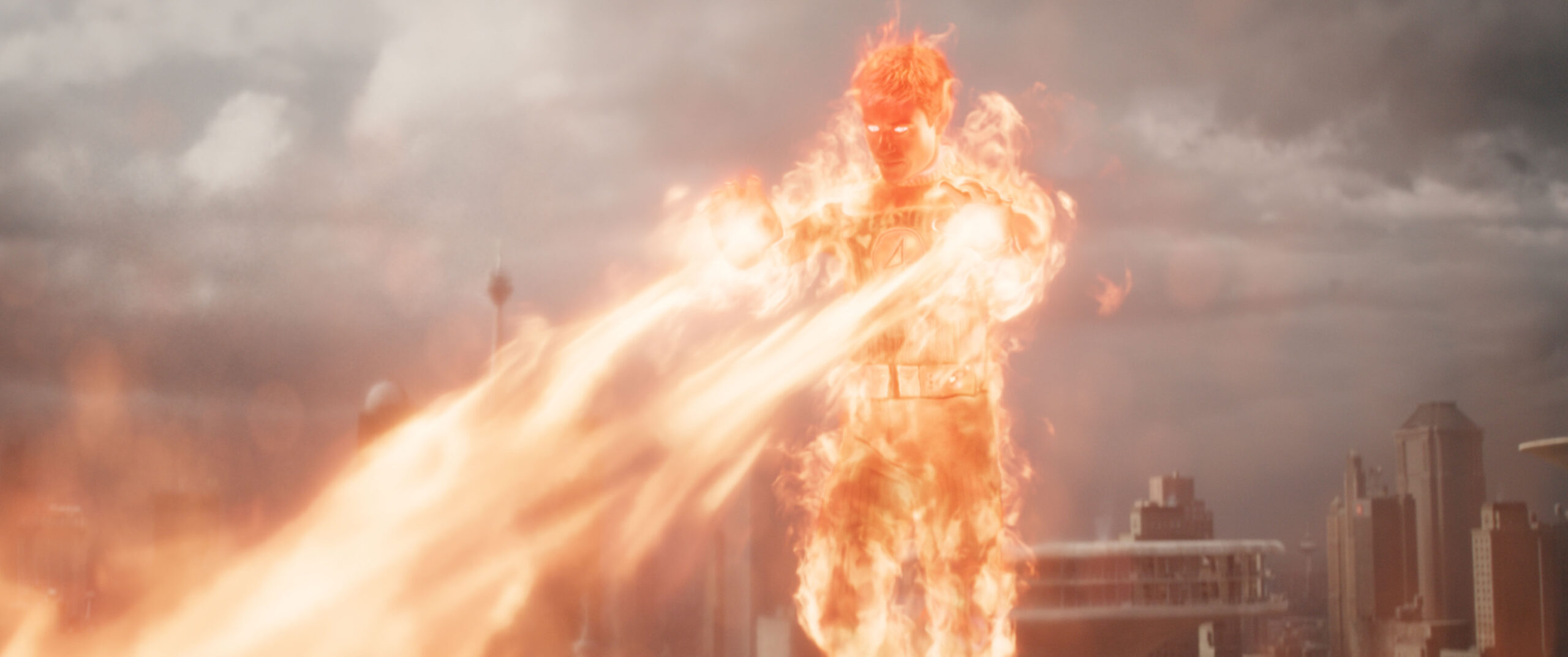 Joseph Quinn as Johnny Storm Human Torch in Matt Shakman, Josh Friedman, Eric Pearson, Jeff Kaplan, Ian Springer, and Kat Wood's action adventure science fiction superhero Marvel Studios film, The Fantastic Four First Steps