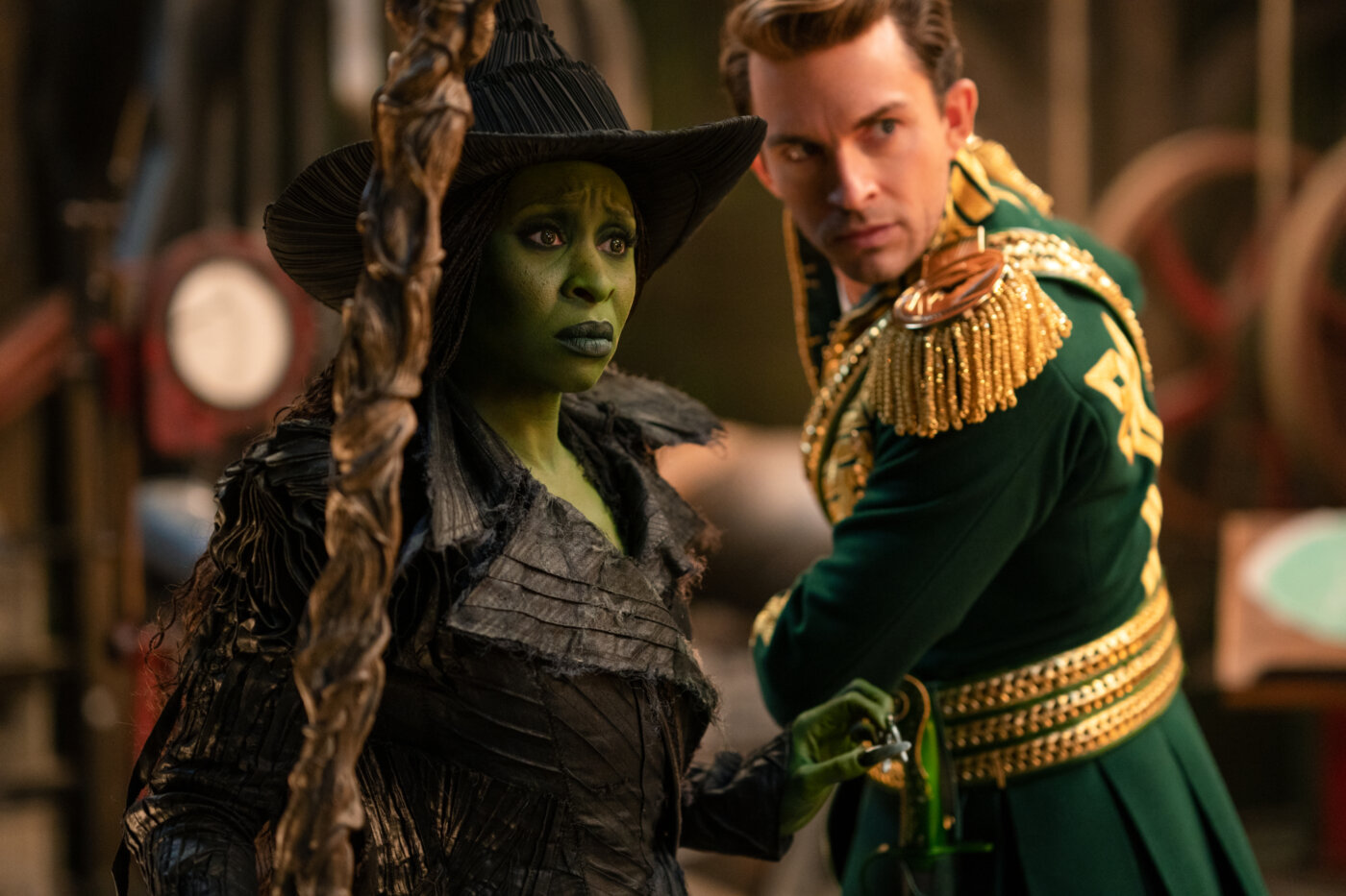 Cynthia Erivo and Jonathan Bailey in Jon M. Chu, Winnie Holzman, and Dana Fox's fantasy musical film adaptation, Wicked For Good