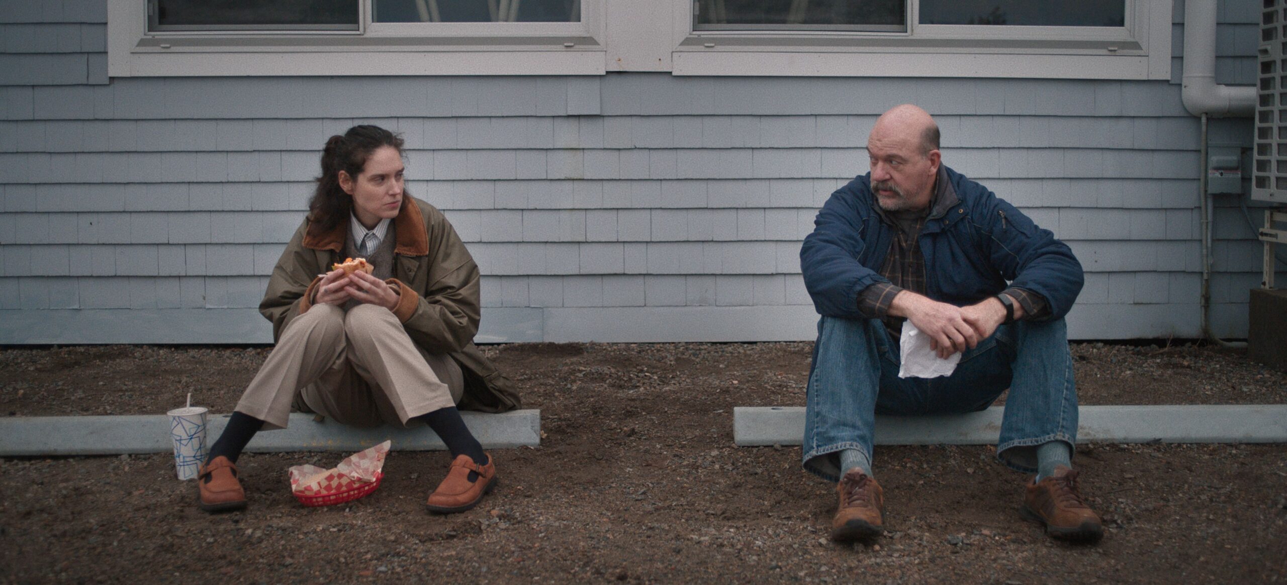 Eva Victor and John Carroll Lynch in Eva Victor's A24 black comedy drama film, Sorry Baby